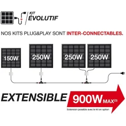 Xanlite Panneau Solaire Plug And Play-- Panneau solaire Kit Home 250W, IP67, Onduleur WIFI, Câble 3m - ENKHOME250W
