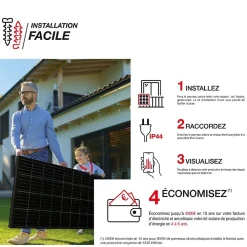 Xanlite Panneau Solaire Plug And Play-- Panneau solaire Kit Starter 150W, IP67, Onduleur WIFI, Câble 3m - ENKSTARTER150W