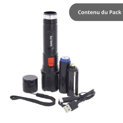 Xanlite Lampe Torche-- Torche LED rechargeable USB-C, ou piles, 1000 lumens - TO1000RIP