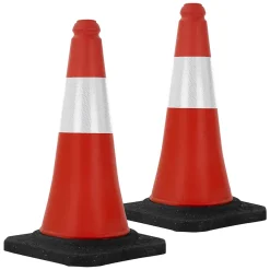 ECD Germany 2x Cône de signalisation routière rouge/blanc en PVC 51cm bandes réfléchissantes