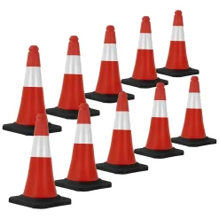 ECD Germany Panneau De Signalisation-10x Cône de signalisation routière rouge/blanc PVC 51 cm bandes réfléchissantes