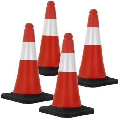 ECD Germany Panneau De Signalisation-4x Cône de signalisation routière rouge/blanc en PVC 51cm bandes réfléchissantes