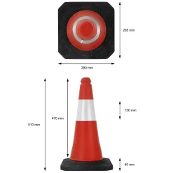 ECD Germany Panneau De Signalisation-1x Cône de signalisation routière rouge/blanc en PVC 51cm bandes réfléchissantes