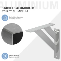 Ml-Design 2x Equerres Etagere mural support d'angle en aluminium argent