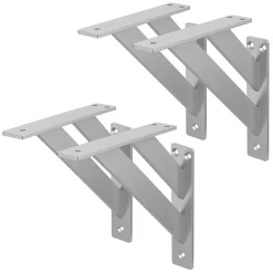 Ml-Design 4x Equerres Etagere mural support d'angle en aluminium argent