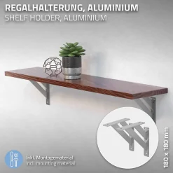 Ml-Design 4x Equerres Etagere mural support d'angle en aluminium argent