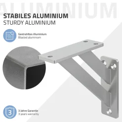 Ml-Design Equerre De Fixation-4x Equerres Etagere mural support d'angle en aluminium argent