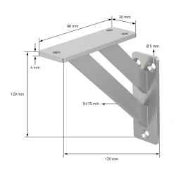 Ml-Design Equerre De Fixation-4x Equerres Etagere mural support d'angle en aluminium argent
