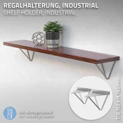Ml-Design Equerre De Fixation-4x Support Etagere d'angle triangle en métal gris avec vis 160 mm
