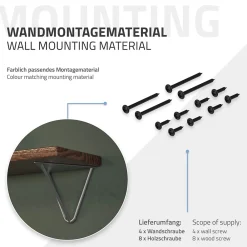 Ml-Design Equerre De Fixation-4x Support Etagere d'angle triangle en métal gris avec vis 160 mm