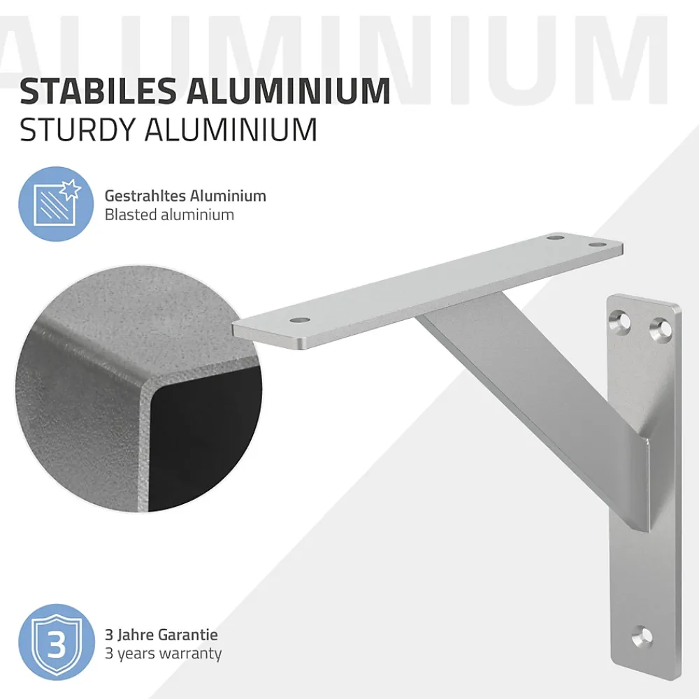 Ml-Design 4x Support Etagere murale fixation flottante aluminium argent