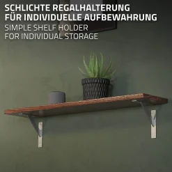 Ml-Design 4x Support Etagere murale fixation flottante aluminium argent