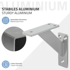 Ml-Design 4x Support Etagere murale fixation flottante aluminium argent