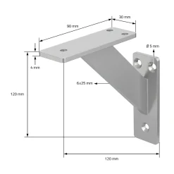 Ml-Design 4x Support Etagere murale fixation flottante aluminium argent