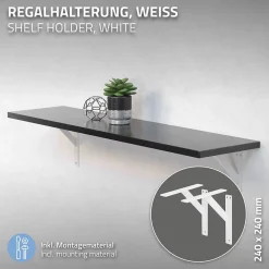 Ml-Design 4x Support Etagere murale fixation flottante aluminium blanc